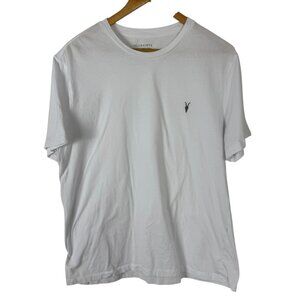 All Saints White FLAWED Men's Slim Fit XL T-Shirt 100% Organic Cotton Logo Basic